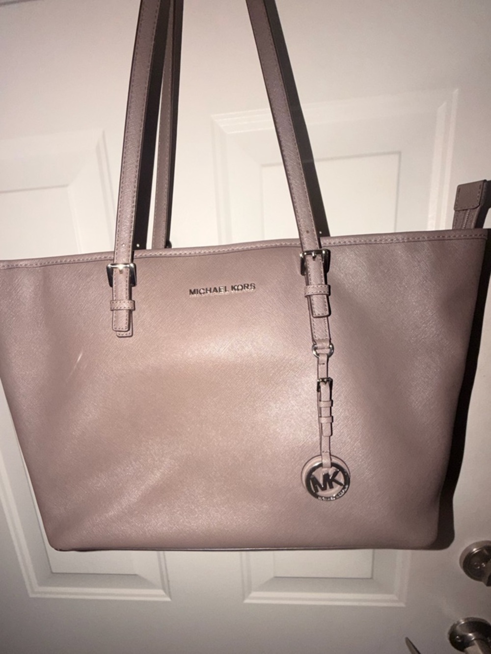 Michael Kors taupe Leather Tote with MK Charm